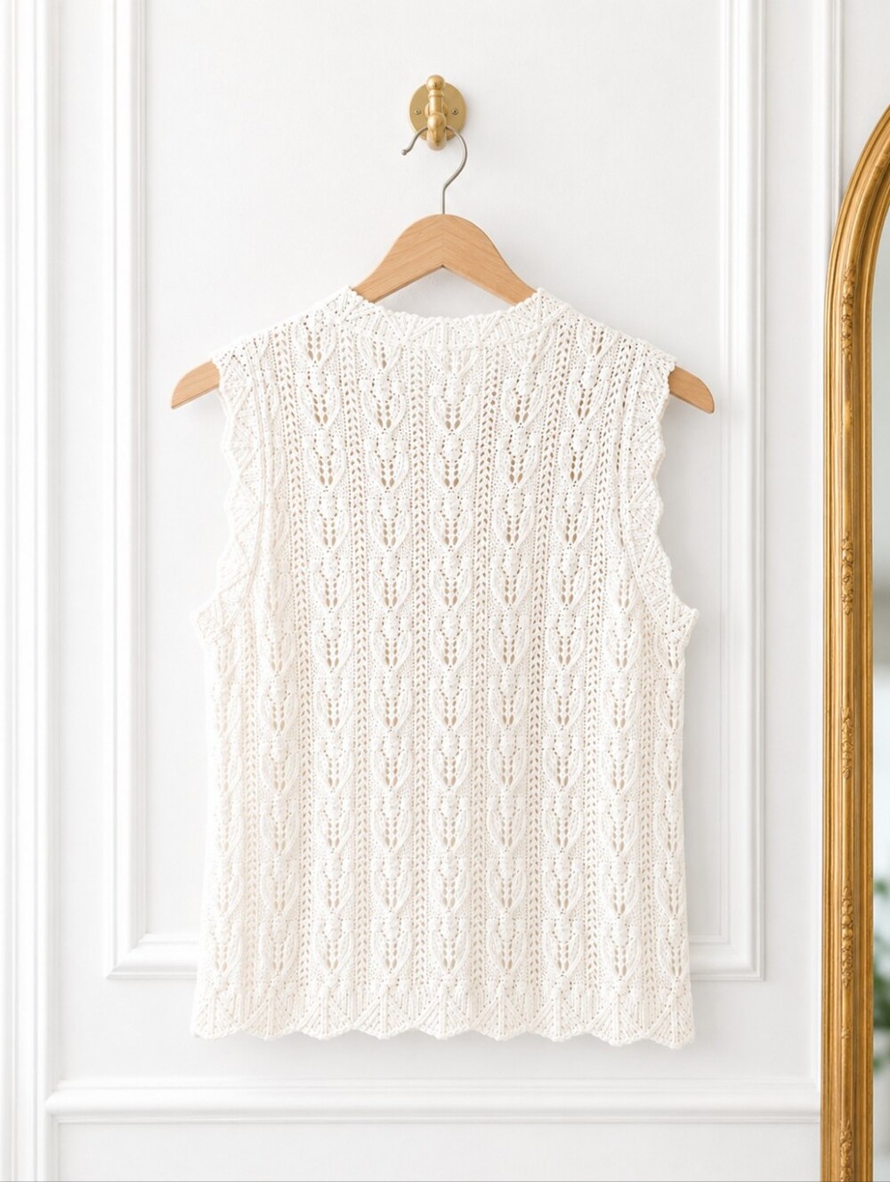 Design History Knit Sweater Vest Small Ivory Pointelle Cotton Blend Quiet Luxury - Picture 6 of 8